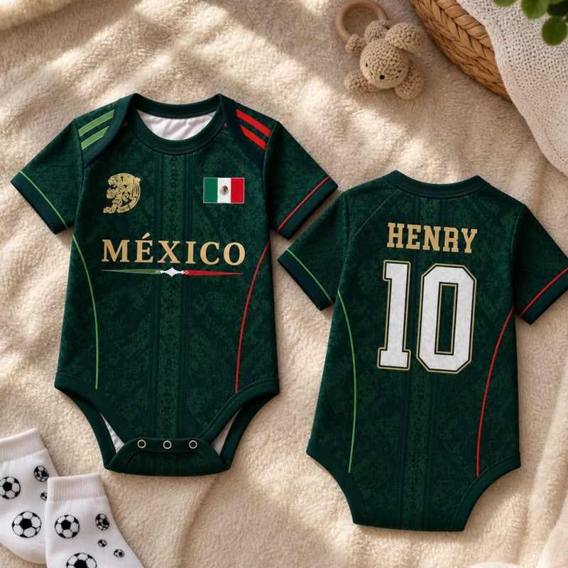 Custom Portugal World Football Baby Jersey Bodysuit - Personalized Baby Shower, Gender Reveal Gifts For New Moms, New Dads, Football Lovers - Future Soccer Legend