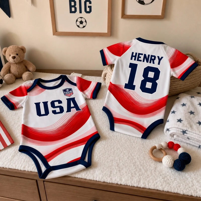 Custom Portugal World Football Baby Jersey Bodysuit - Personalized Baby Shower, Gender Reveal Gifts For New Moms, New Dads, Football Lovers - Future Soccer Legend