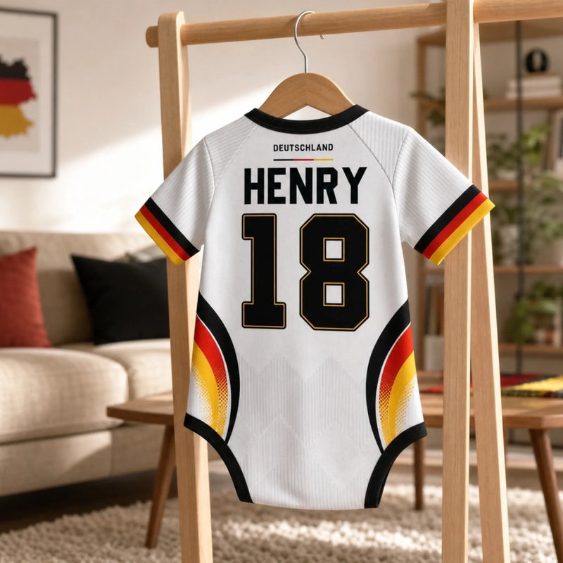 Custom Brazil World Football Baby Jersey Bodysuit
 - Personalized Baby Shower, Gender Reveal Gifts For New Moms, New Dads, Football Lovers - My First Football Jersey