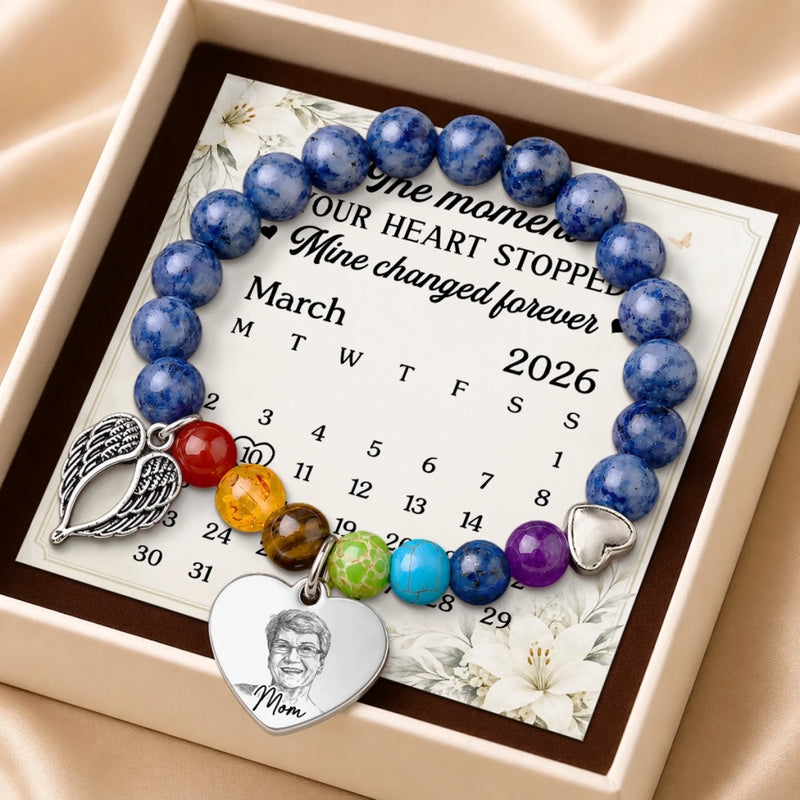 Custom Photo Rainbow Bridge Bracelet - Personalized Memorial Sympathy Gifts For Loss Of Mom, Dad - Forever In Our Hearts