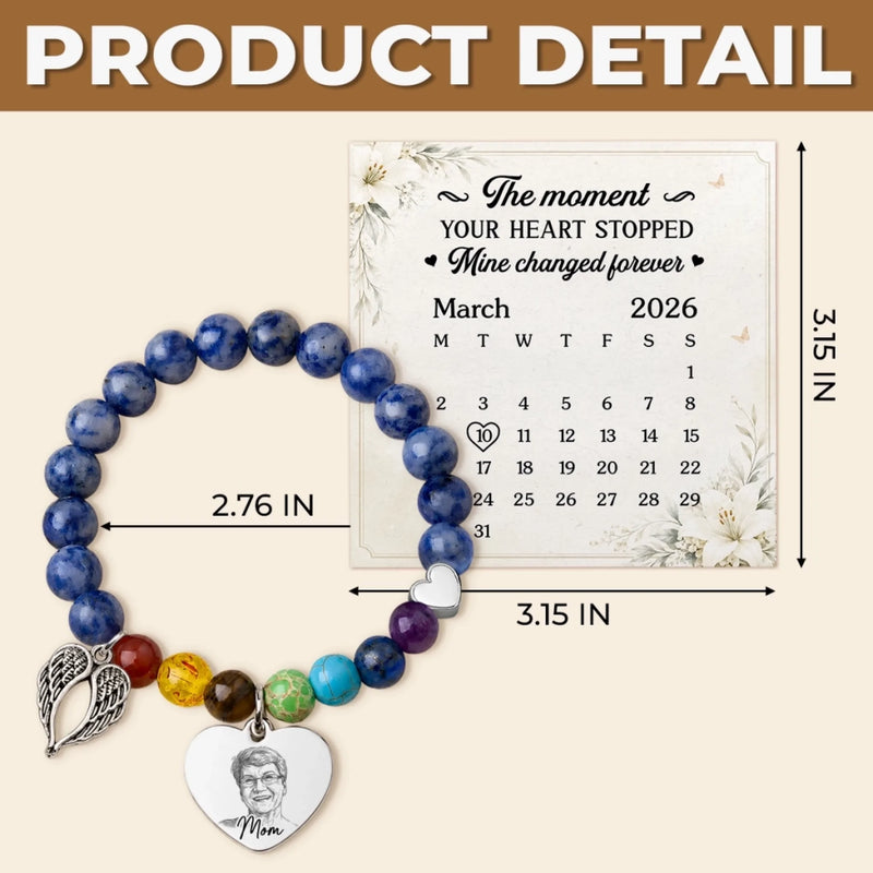 Custom Photo Rainbow Bridge Bracelet - Personalized Memorial Sympathy Gifts For Loss Of Mom, Dad - Forever In Our Hearts