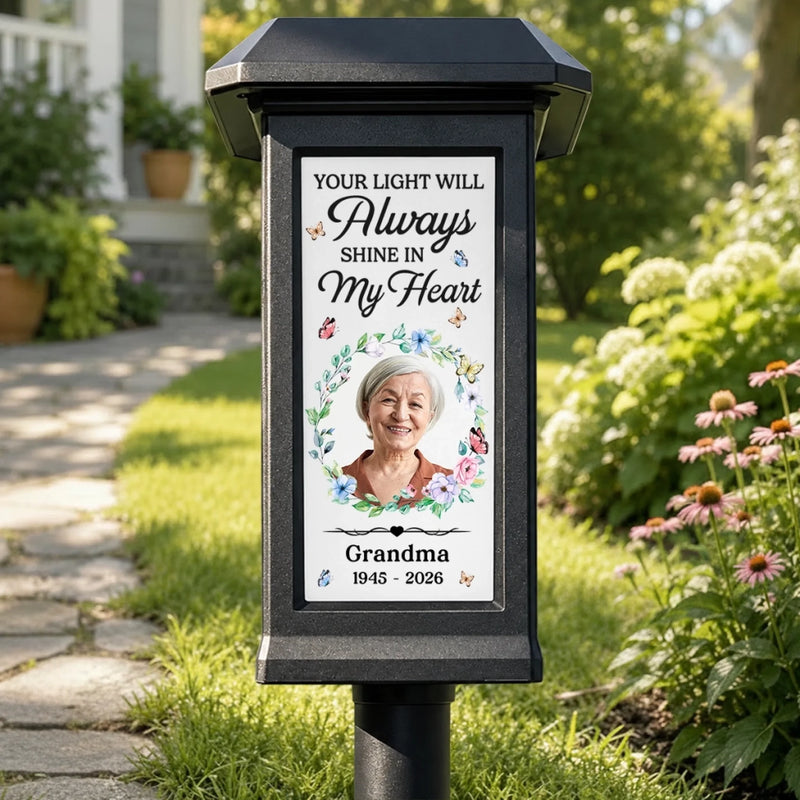 Custom Photo Solar Garden Light - Personalized Memorial Sympathy Gifts For Loss Of Mom, Dad - Always Loved Never Forgotten