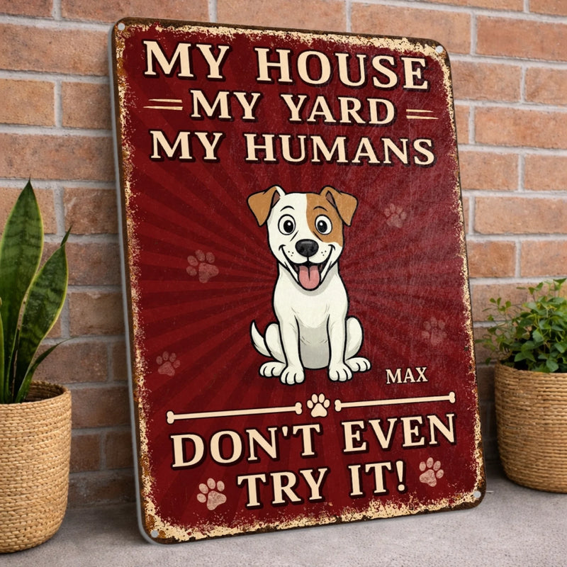 Custom Home Decor Metal Sign - Personalized  Birthday Gifts For Dog Lovers, Dog Dad And Mom - Protected By Furry Chaos