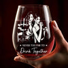 Custom Photo Wine Glass - Personalized Best Friend Birthday Gifts For Women, Besties, Sisters, BFF - Never Too Far To Drink Together