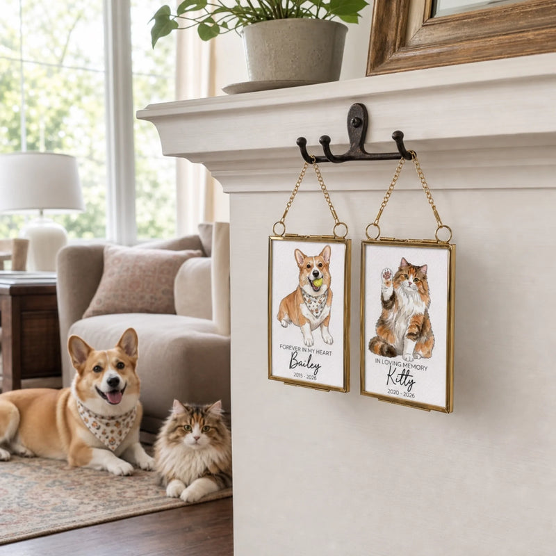 Custom Photo Frame Ornament - Personalized Pet Memorial Sympathy Gifts For Dogs, Cats - Forever Loved Forever Missed