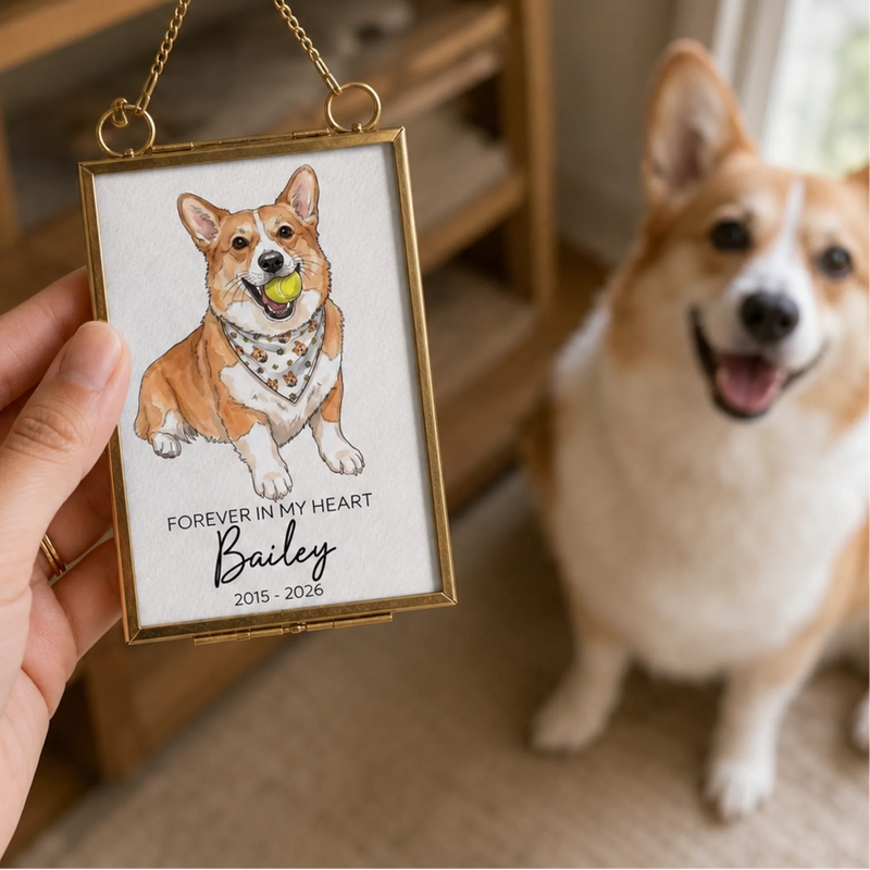Custom Photo Frame Ornament - Personalized Pet Memorial Sympathy Gifts For Dogs, Cats - Forever Loved Forever Missed
