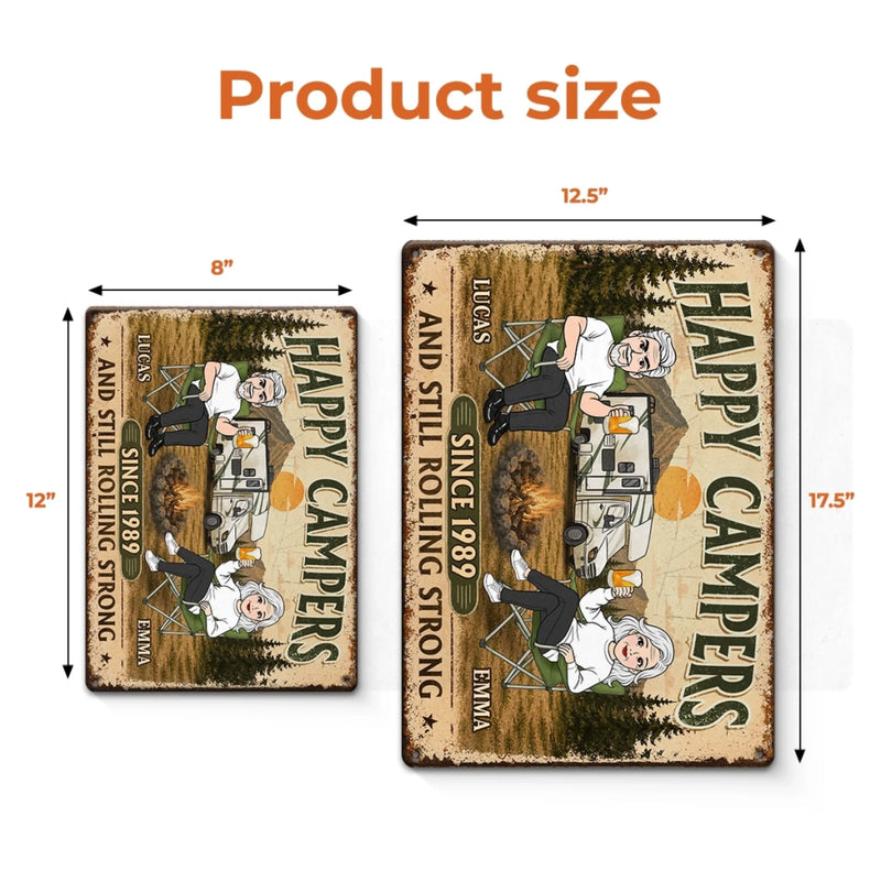 Custom Home Decor Metal Sign - Personalized Anniversary Wedding Camping Gifts For Campers, Husband And Wife, Him And Her - Still Rolling Strong