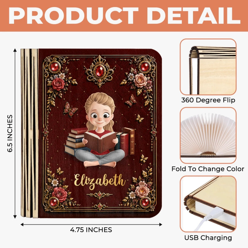 Custom Foldable LED Magic Book Lamp - Personalized Bookish Gifts For Book Lovers, Bookworms, Readers - So Many Books, So Little Time