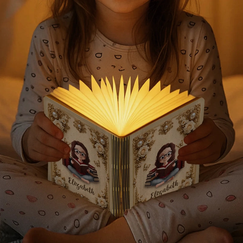 Custom Foldable LED Magic Book Lamp - Personalized Bookish Gifts For Book Lovers, Bookworms, Readers - Born To Read