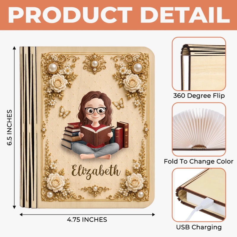Custom Foldable LED Magic Book Lamp - Personalized Bookish Gifts For Book Lovers, Bookworms, Readers - Born To Read