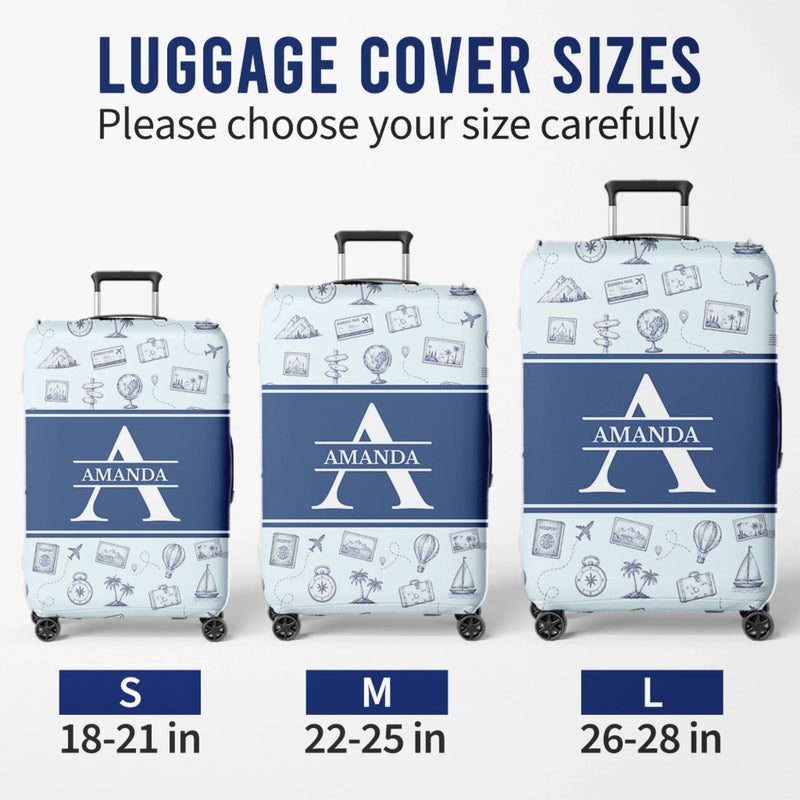 Custom Luggage Cover - Personalized Summer Vacation And Travel Gifts For Women, Men - Adventure Starts Here