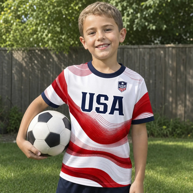 Custom USA World Football Youth Soccer Jersey - Personalized Birthday Gifts For Kids, Football Lovers, Sports Fans, Sports Lovers - Coolest Player In The League