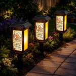 Custom Photo Solar Garden Light - Personalized Memorial Sympathy Gifts For Dad, Grandpa, Grandparent - Gone From Sight Not From Heart