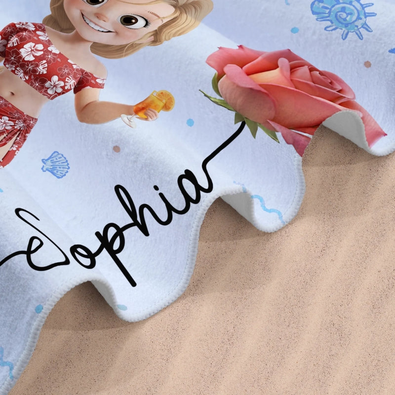 Custom Beach Towel - Personalized Summer Vacation And Travel Gifts For Women, Besties, Sisters, BFF - Beach Queens