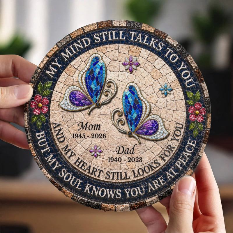 Custom Round Shaped Stone With Stand - Personalized Memorial Sympathy Gifts For Loss Of Mom, Dad - Forever In Loving Memory