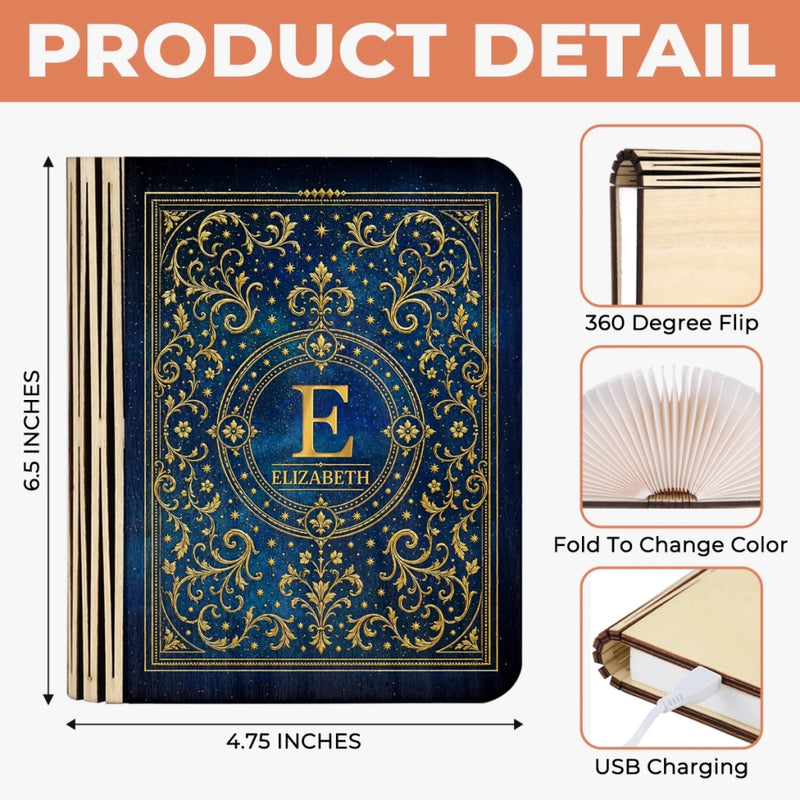 Custom Foldable LED Magic Book Lamp - Personalized Bookish Gifts For Book Lovers, Bookworms, Readers - Lost In Stories