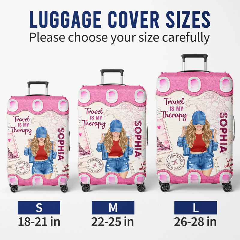 Custom Luggage Cover - Personalized Summer Vacation And Travel Gifts For Women, Besties, Sisters, BFF - Adventure Awaits
