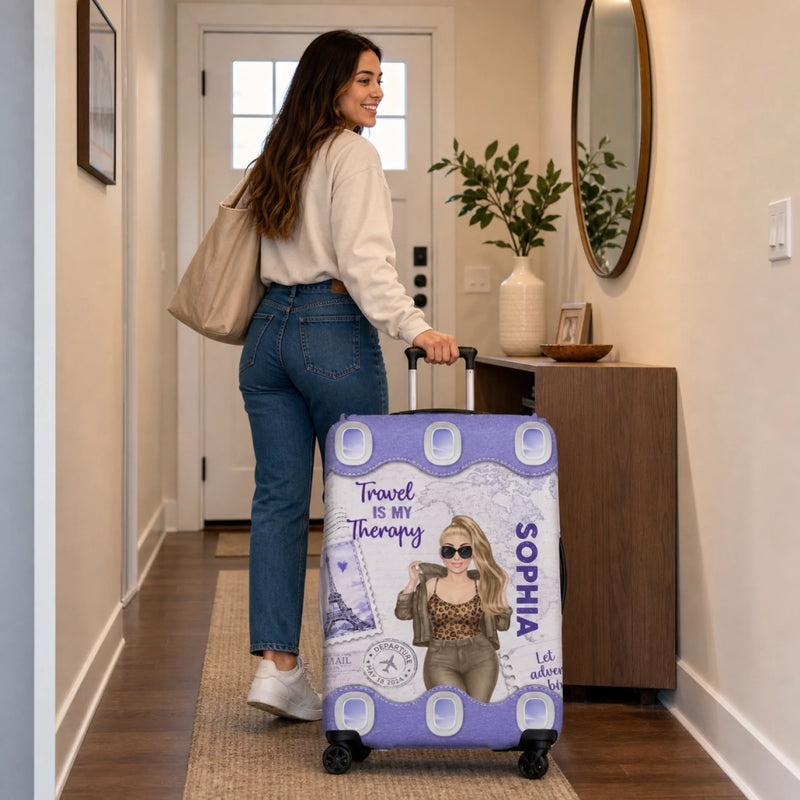 Custom Luggage Cover - Personalized Summer Vacation And Travel Gifts For Women, Besties, Sisters, BFF - Adventure Awaits