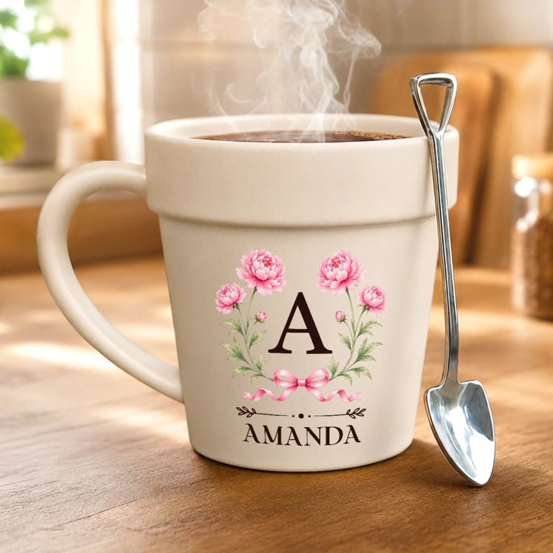 Custom Plant Pot Ceramic Mug - Personalized Birthday Garden Gifts For Gardeners, Women, Besties, Sisters, BFF - Earthy Girl Aesthetic