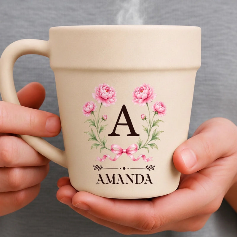 Custom Plant Pot Ceramic Mug - Personalized Birthday Garden Gifts For Gardeners, Women, Besties, Sisters, BFF - Earthy Girl Aesthetic