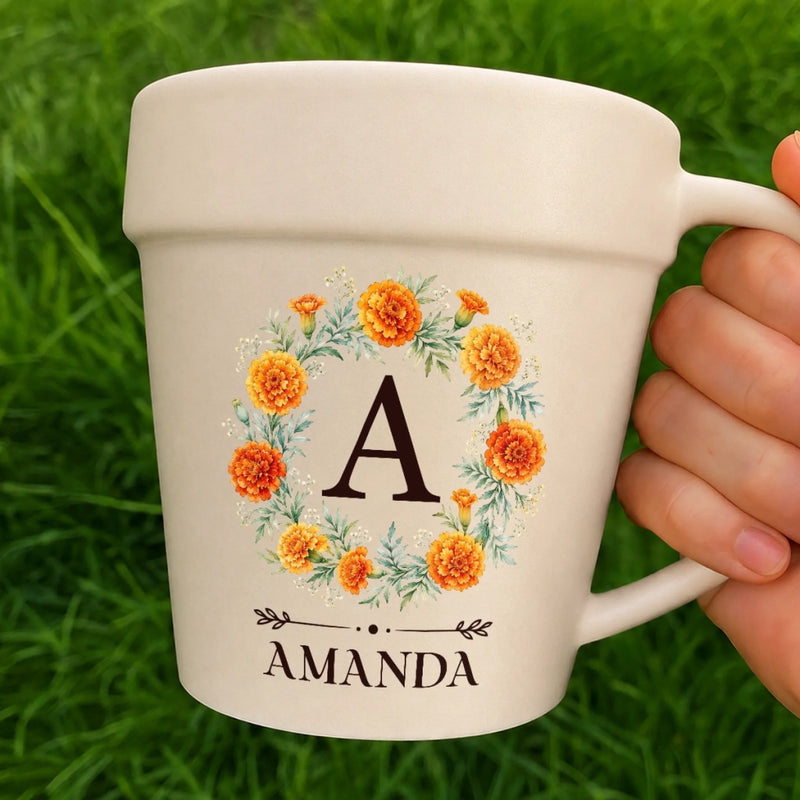 Custom Plant Pot Ceramic Mug - Personalized Birthday Garden Gifts For Gardeners, Women, Besties, Sisters, BFF - Shhh, My Flowers Are Sleeping