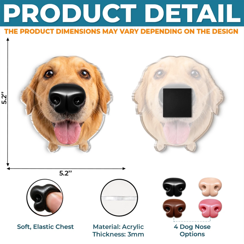 Custom Photo Dog Nose Squishy Fridge Magnet - Personalized Birthday Gifts For Dog Lovers, Dog Dad And Mom - Boop It, Love It