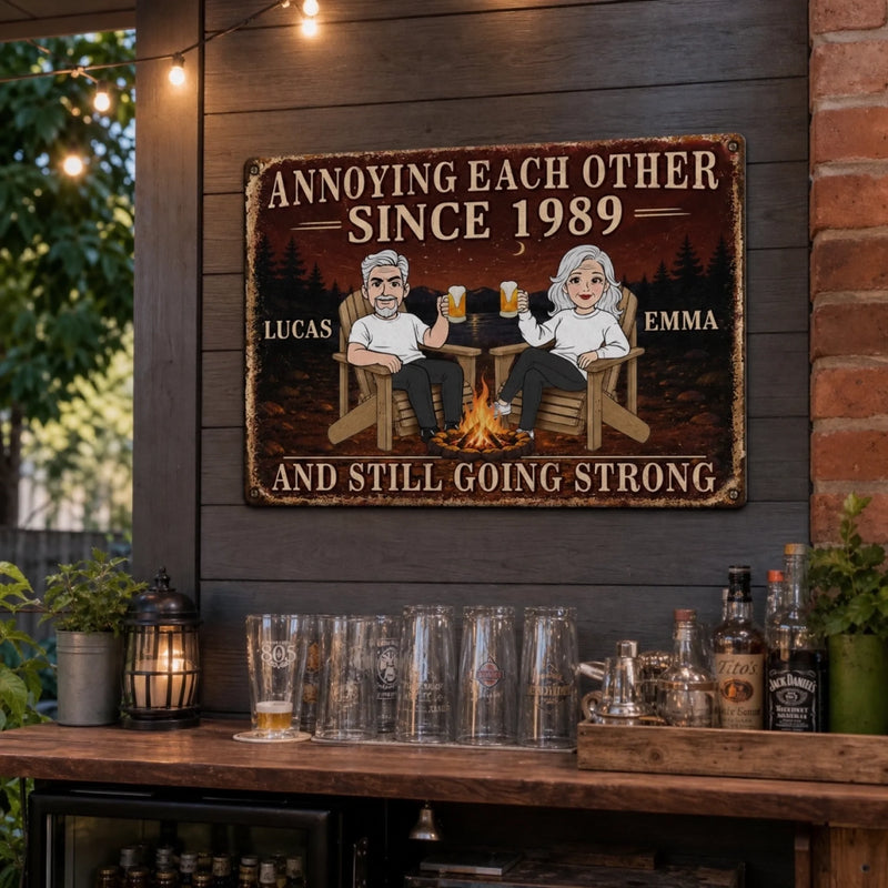 Custom Home Decor Metal Sign - Personalized Anniversary Wedding Gifts For Husband And Wife, Him And Her - Love Keeps Us Wild