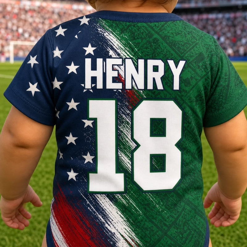 Custom World Football Baby Jersey Bodysuit
 - Personalized Baby Shower, Gender Reveal Gifts For New Moms, New Dads, Football Lovers - Future Football Legend In Training