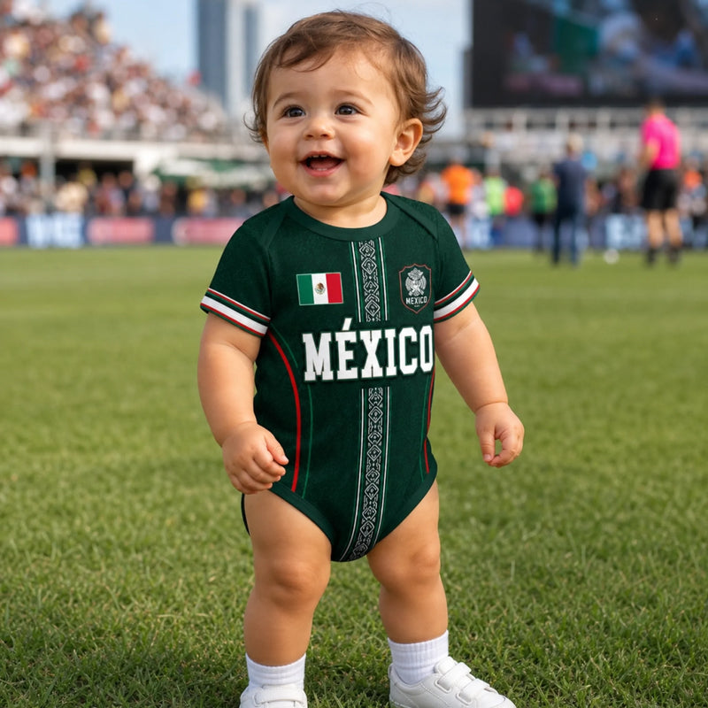 Custom Mexico World Football Baby Jersey Bodysuit
 - Personalized Baby Shower, Gender Reveal Gifts For New Moms, New Dads, Football Lovers - Born To Be MVP