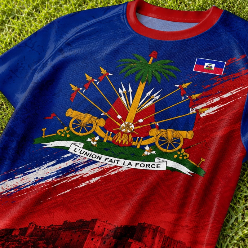 Custom Men's Haiti World Football Jersey Shirt - Personalized Birthday Gifts For Football Lovers, Sports Fans, Sports Lovers - Chasing Goals, Repping My Roots