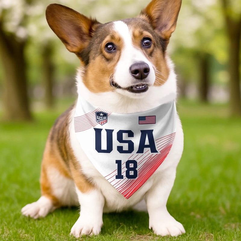 Custom USA World Football Pet Bandana - Personalized Birthday Gifts For Football Dog Cat Lovers, Dog Dad And Mom, Cat Owners - The Real MVP Has Four Paws
