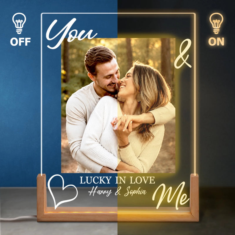 Custom Shaped 3D LED Walnut Night Light - Anniversary Wedding Gifts For Husband And Wife, Him And Her - You & Me Forever & Always