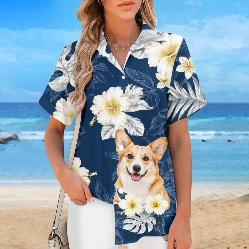 Custom Photo Unisex Tropical Hawaiian Aloha Shirt - Personalized Summer Vacation And Travel Gifts For Dog Cat Lovers, Dog Dad And Mom, Cat Owners - Aloha With My Pet