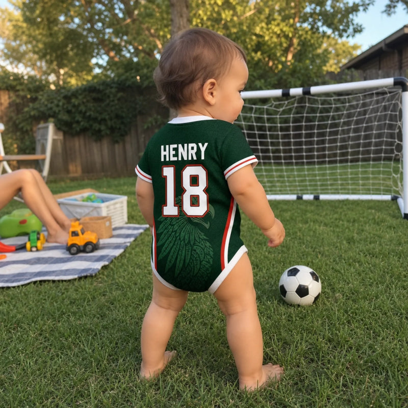 Custom Mexico World Football Baby Jersey Bodysuit - Personalized Baby Shower, Gender Reveal Gifts For New Moms, New Dads, Football Lovers - Future Legend