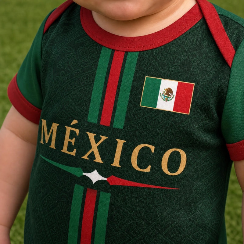 Custom Mexico World Football Baby Jersey Bodysuit - Personalized Baby Shower, Gender Reveal Gifts For New Moms, New Dads, Football Lovers - Little Football Star