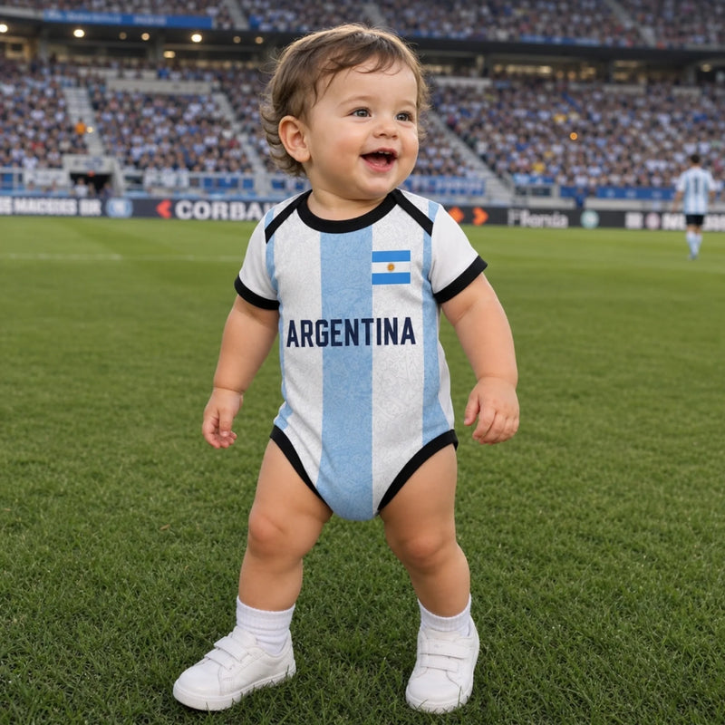 Custom Argentina World Football Baby Jersey Bodysuit - Personalized Baby Shower, Gender Reveal Gifts For New Moms, New Dads, Football Lovers - Future Team Captain