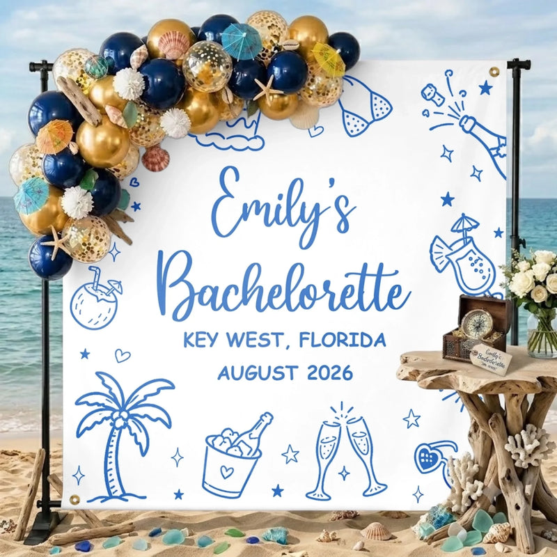 Custom Backdrop - Personalized Summer Vacation And Travel Gifts For Best Friends, Family - Sun, Sand And Bridal Plans