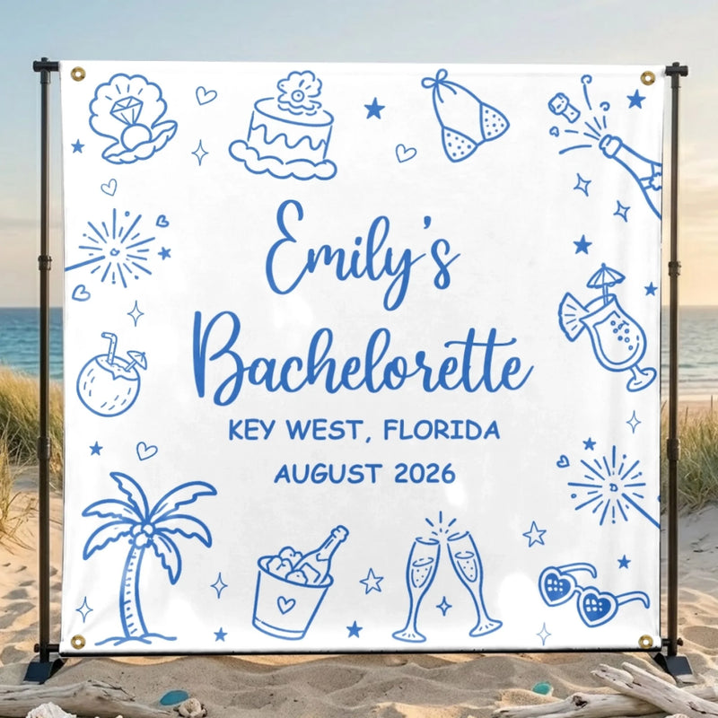 Custom Backdrop - Personalized Summer Vacation And Travel Gifts For Best Friends, Family - Sun, Sand And Bridal Plans