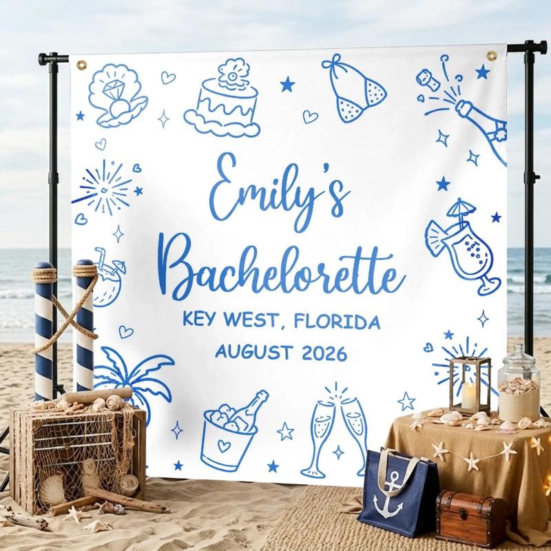 Custom Backdrop - Personalized Summer Vacation And Travel Gifts For Best Friends, Family - Sun, Sand And Bridal Plans