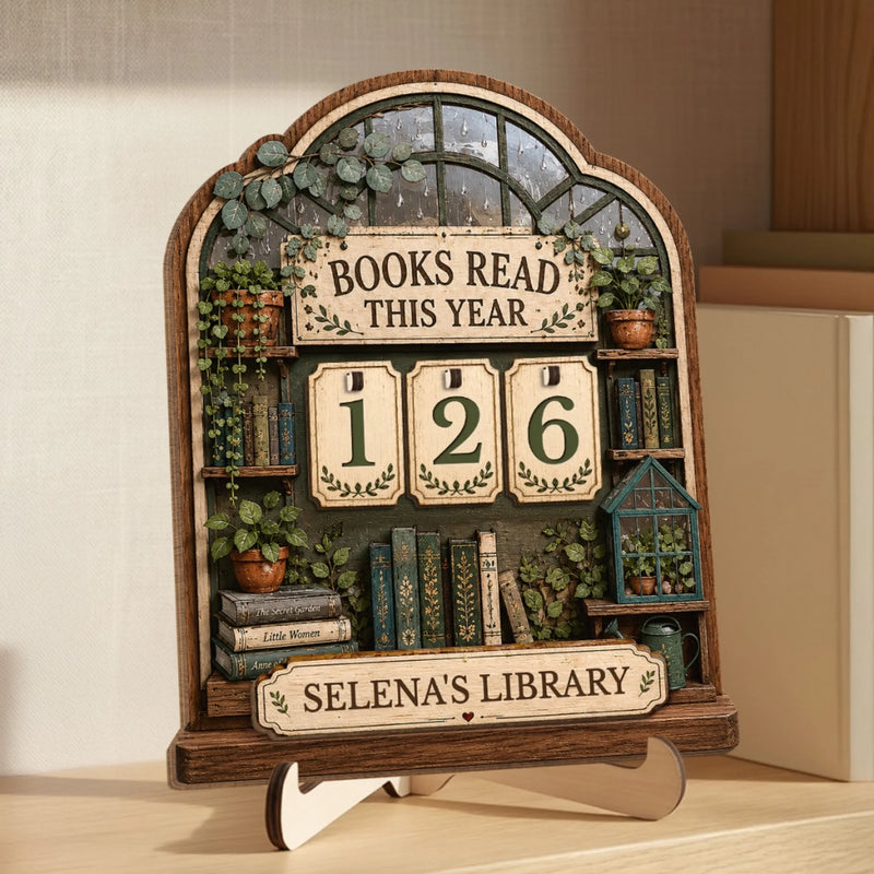 Custom Wooden Tracker Sign - Personalized Bookish Gifts For Book Lovers, Bookworms, Readers - Books Are My Escape