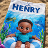 Custom Photo Beach Towel - Personalized Summer Vacation And Travel Gifts For Family, Kids - Sandy Toes Happy Days