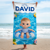 Custom Photo Beach Towel - Personalized Summer Vacation And Travel Gifts For Family, Kids - Sandy Toes Happy Days