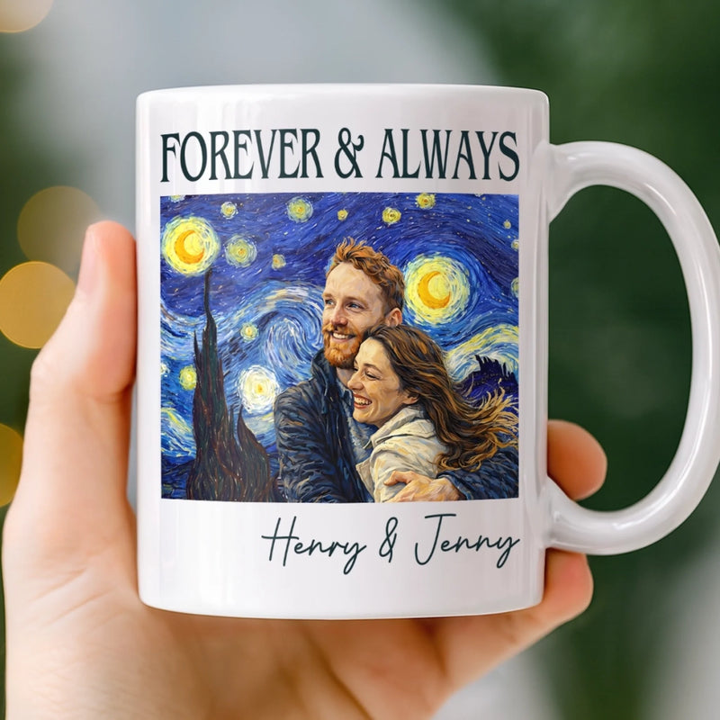 Custom Photo Mug - Personalized Anniversary Wedding Gifts For Husband And Wife, Him And Her - Forever To Go