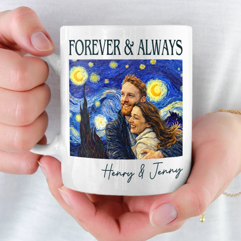 Custom Photo Mug - Personalized Anniversary Wedding Gifts For Husband And Wife, Him And Her - Forever To Go