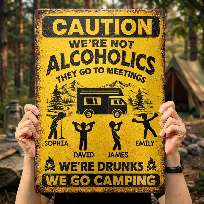 Custom Home Decor Metal Sign - Personalized Birthday Camping Gifts For Campers - Warning Camping Addiction