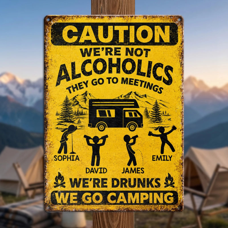 Custom Home Decor Metal Sign - Personalized Birthday Camping Gifts For Campers - Warning Camping Addiction