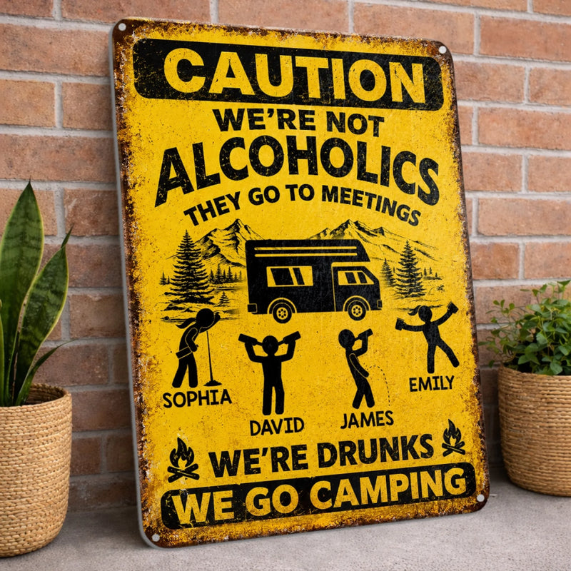 Custom Home Decor Metal Sign - Personalized Birthday Camping Gifts For Campers - Warning Camping Addiction