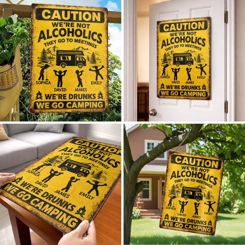 Custom Home Decor Metal Sign - Personalized Birthday Camping Gifts For Campers - Warning Camping Addiction