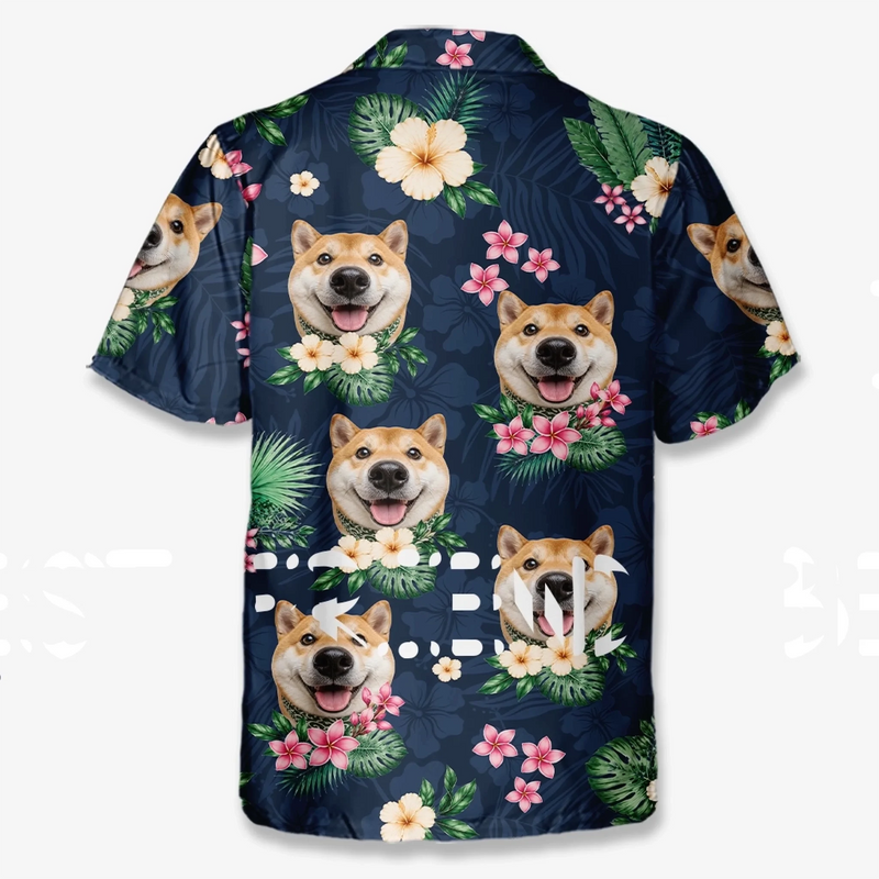 Custom Photo Unisex Tropical Hawaiian Aloha Shirt - Personalized Summer Vacation And Travel Gifts For Dog Cat Lovers, Dog Dad And Mom, Cat Owners - Salty Paws Happy Days