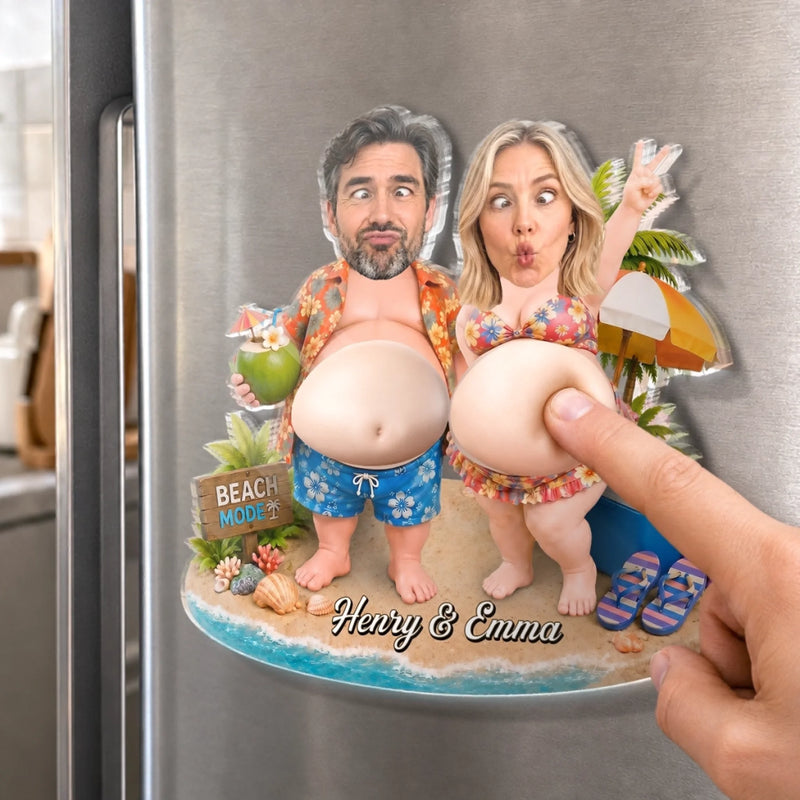 Custom Photo Squishy Acrylic Fridge Magnet – Personalized Summer Vacation And Travel Gifts For Husband And Wife, Him And Her - Living Our Best Beach Life